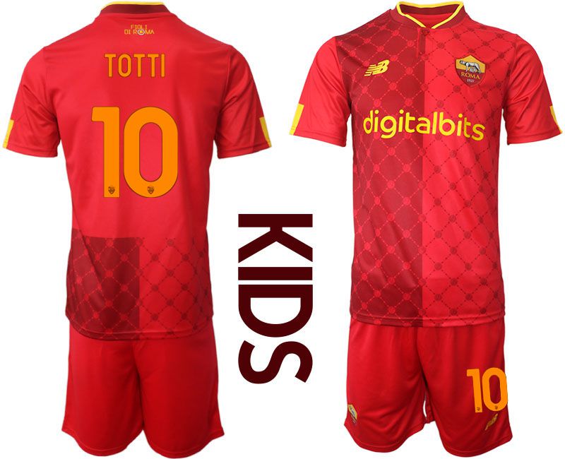 Youth 2022-2023 Club AS Rome home red 10 Soccer Jersey